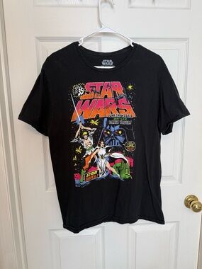 Star Wars Black Retro Comic Graphic Kids Tee